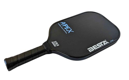 APEX Pickleball Paddle, Raw Carbon Fiber, Thermoformed with Foam Injected, Unibody Construction (White on Black, 16mm)