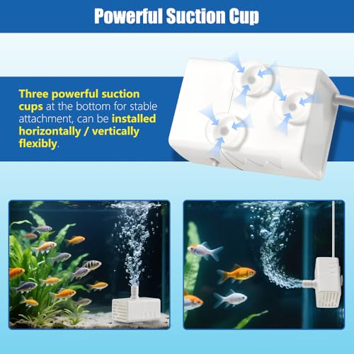 Novique 200L/H Submersible Water Pump Ultra Silent USB Small Fountain Pump with 2 Nozzles for Aquarium Fish Tank Fountain ...