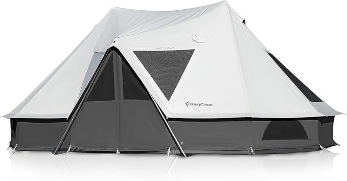KingCamp Canvas Bell Yurt Tents, 4 Seasons Large Waterproof & Windproof Luxury Glamping Tent w/Stove Jack for Family Outdo...