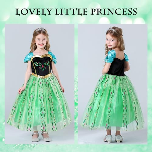 WOXVM Anna Princess Dress for Girls Anna Costume Christmas Birthday Party Princess Dress up Elsa Costume with Accessories