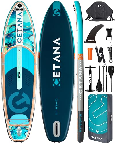 CETANA 11'6×35" Extra Wide Stand Up Paddle Board for Adults & Youth, 400lb Capacity Inflatable Paddle Board, Sup for 2+1 P...