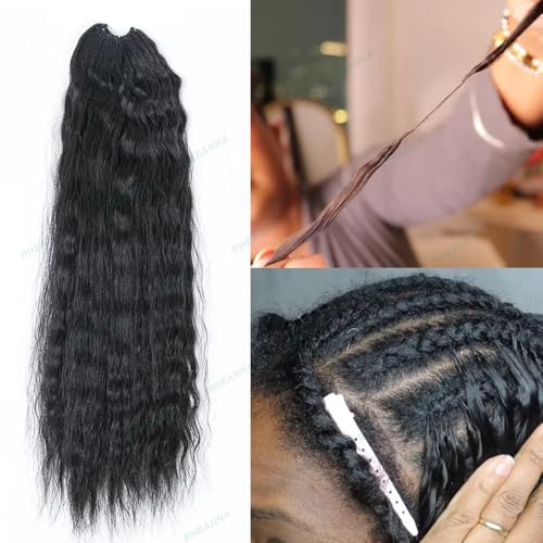 Feather Crochet Human Hair Extensions Wet and Wavy Knotless Pre-Separated Crochet Hair Extensions Human Hair With String In The Middle Braid 18inch 60g