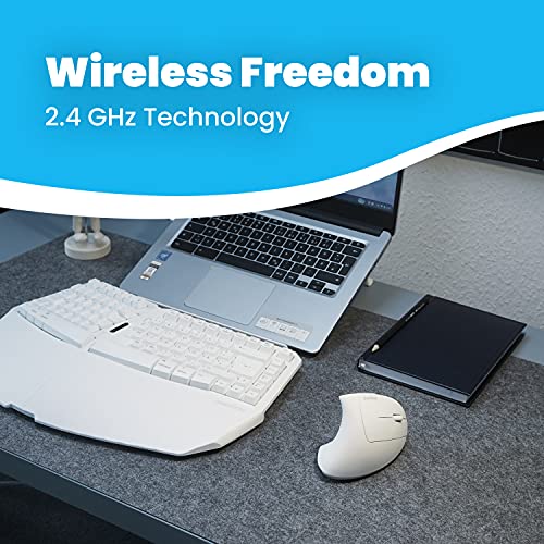 Perixx PERIMICE-713W Wireless Ergonomic Vertical Mouse - 2.4G Spec with USB Receiver - On/Off Switch - 6 Buttons Right Han...