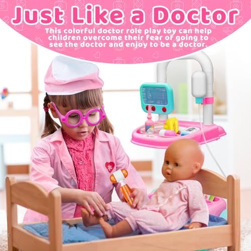 Aowjoy Toy Doctor Kit for Kids, 27Pcs Pretend Medical Station Set with Costume, Medical Role Play Set Toys for Boys Girls,...