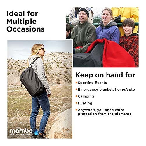Mambe Extreme Weather Outdoor Blanket - Burgundy, Large - 100% Waterproof and Windproof, Soft Warm Polarfleece with Durabl...
