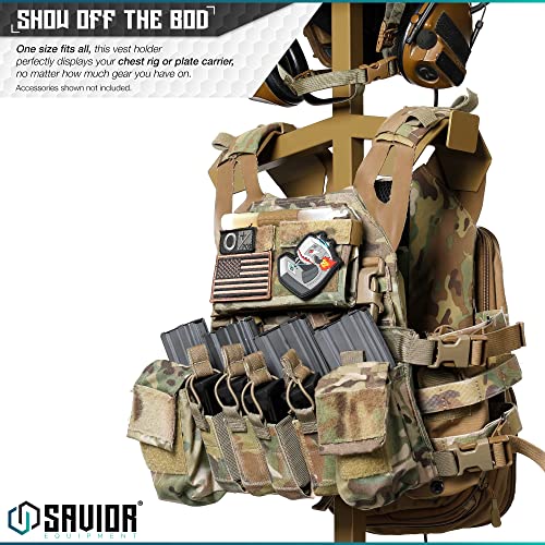 Savior Equipment H.P.C Tactical Gear Stand Tabletop Helmet Vest Display Rack, Military Gear Holder Plate Carrier Indoor Ho...