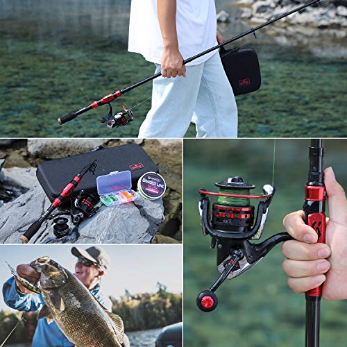 Sougayilang Telescopic Fishing Pole with Spinning Reel Portable Fishing Rod Reel Combos