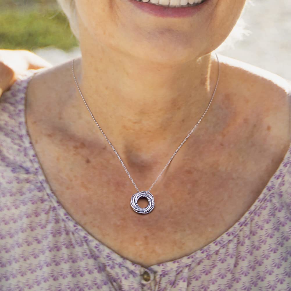 Annamate 80th Birthday Gifts for Women 925 Sterling Silver 8 Circles Necklace For Her Eight Decade Jewelry 80 Years Old Birthday Gift