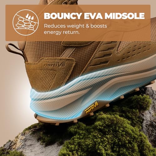 NORTIV 8 Men's Wide Toe Box Hiking Boots Low Drop Waterproof Outdoor Trekking Camping Shoes Katahdin