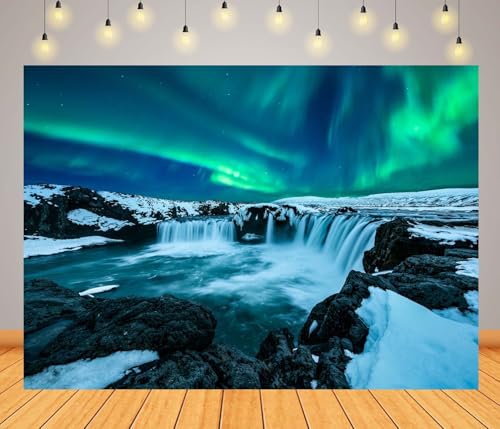 CORFOTO 7x5ft Northern Lights Photo Backdrop Iceland Polar Falls Landscape Photography Background Aurora Borealis Backdrop...
