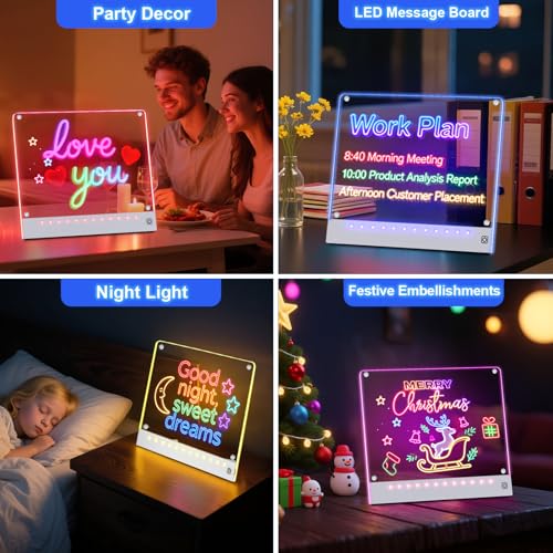 Rechargeable LED Drawing Board for Kids with Tracing Pages, Lumi Board Magnetic Light Up Acrylic Dry Erase Board, LED Note...