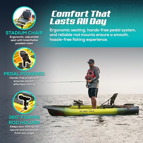Reel Yaks Rocket Modular Fishing Kayak - 9.8ft Lightweight, Sit On Top Kayak for Adults & Youth - Stable & Portable, Ideal...