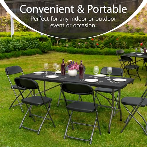 6 Feet Foldable Table with Built in Handle & Steel Legs | 6FT Heavy Duty Folding Portable | Perfect for Party, Dining, Wed...