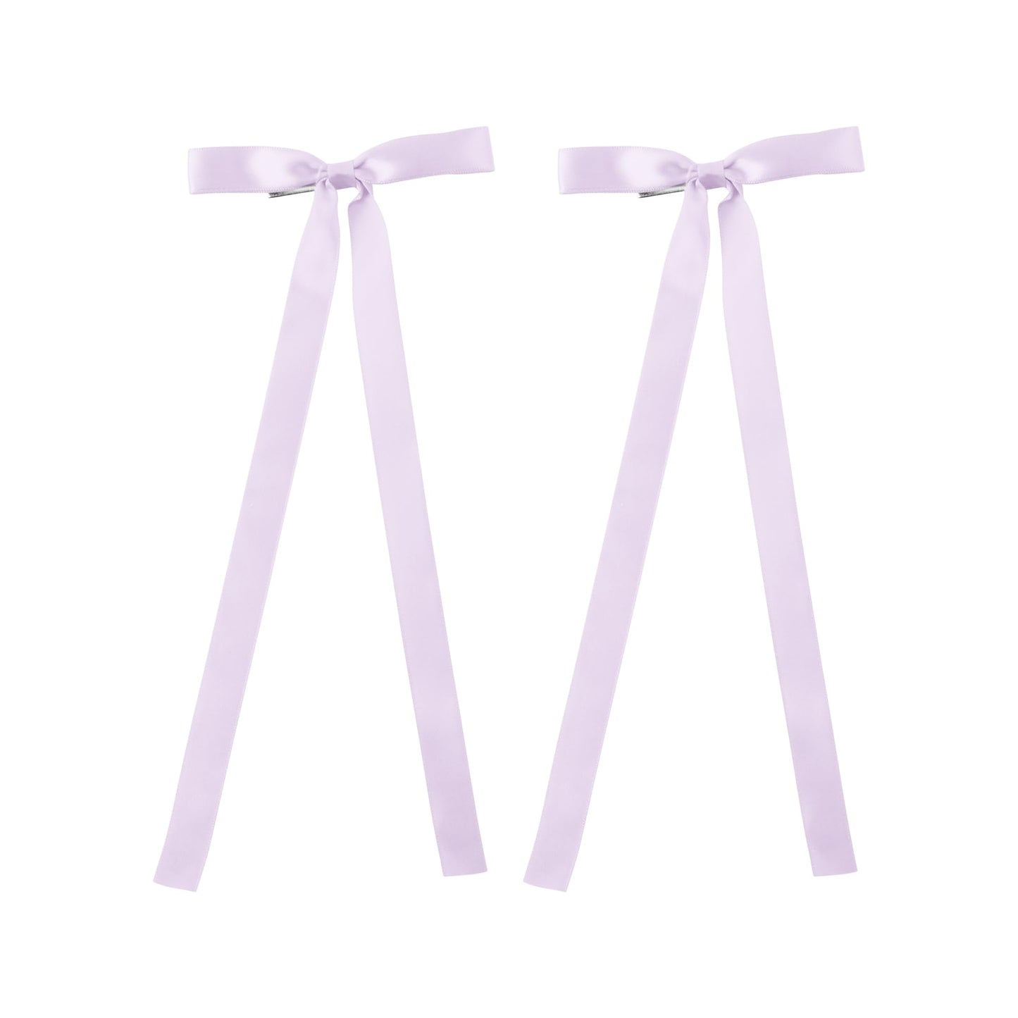 2PCS Silky Satin Hair Bows Hair Clip Ribbon Accessories Ponytail Holder Hair Bow for Women Girls Teens (Lavender)