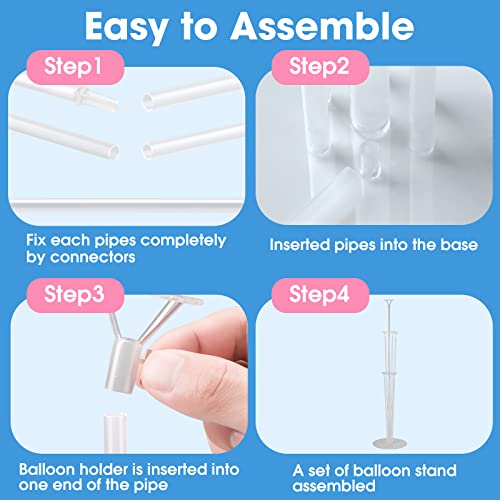 Voircoloria 6 Sets Balloon Stand Kits, Balloon Sticks Holders with Base for Table Graduation Birthday Baby Shower Gender R...