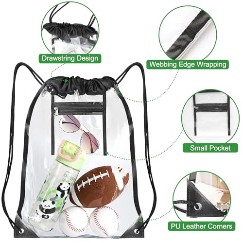 RunaFun Clear Drawstring Bag, 17x13in Transparent Backpack, Clear Bag for Stadium Approved Concert Baseball Festival Beach...