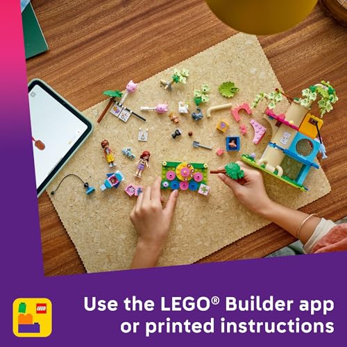 LEGO Friends Cat Birthday Party & Tree House Building Toy - Pretend Play Building Blocks W/Cat Toys & 2 Minidolls - Creati...
