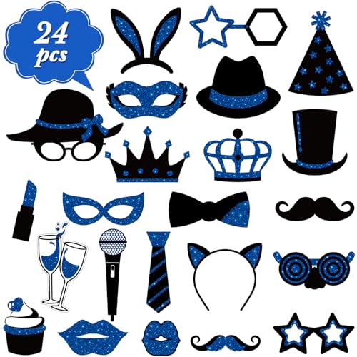 Zonon 24 Pcs Funny Photo Booth Props:Valentine's Day, Mardi Gras, Easter, Family Reunion, Class Reunion, Birthday, Wedding...