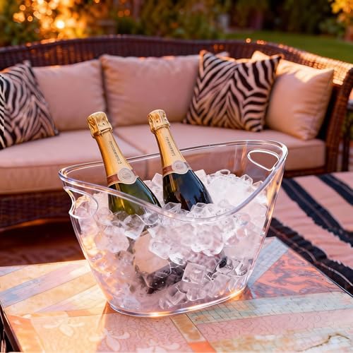 USUIT 4-Litre Ice Bucket for Parties 2 Pieces (in 1 Package), Clear, Portable Drink Bucket for Cocktail/Champagne/Beverag...