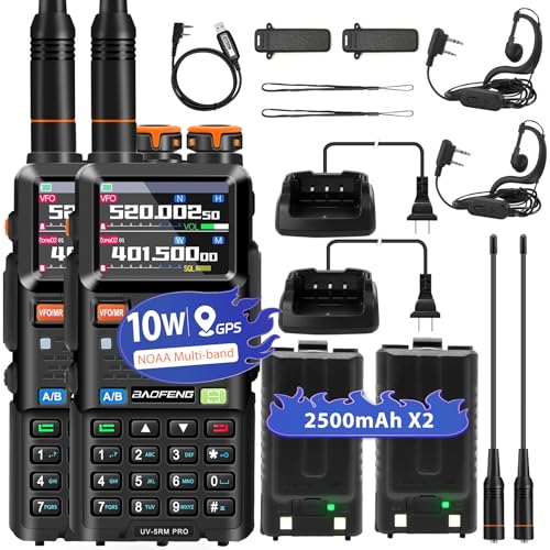 BAOFENG 5RM PRO 10W GPS Ham Radio Handheld, Long Range Walkie Talkies for Adults, UV-5RM PRO Multi-Band Two Way Radio with...