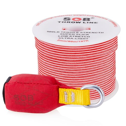 SOB Arborist Throw Line Kit with Slick Rope 197FT, Throw Weight, Reflective Storage Bag, Suit for Tree Cutting,Camping, Tr...