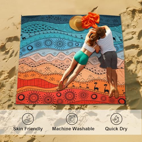 SKYREH Beach Blanket Waterproof Sandproof, 79" x 83" Extra Large Sand Free Quick Drying Beach Mat, Compact Outdoor Picnic ...