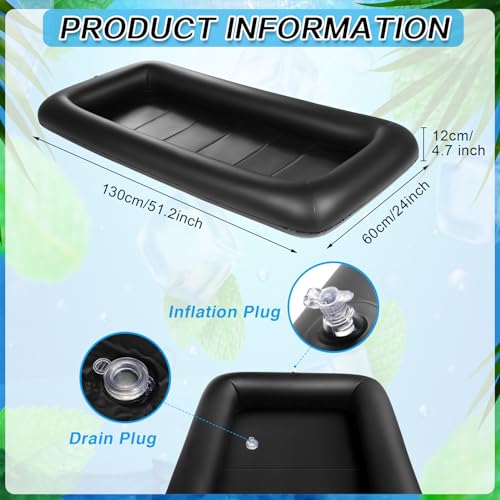 Leitee Inflatable Serving Bar with Drain Plug 52 x 24 x 5'' Inflatable Ice Serving Buffet Bar for Party Food Cooler Buffet...