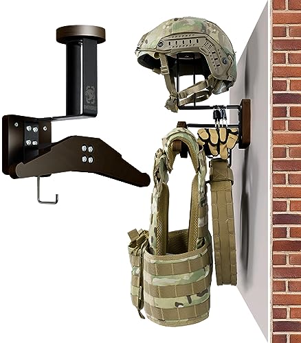 OneTigris Tactical Gear Wall Mount, Motorcycle Helmet Holder Wall Mount Stand, Plate Carrier Rack Jacket Hanger Display Or...