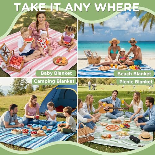 RYCHIC Waterproof Picnic Blanket Beach Outdoor Camping Mat Extra Large Foldable Cute Big Travel Essential Accessories Gift...