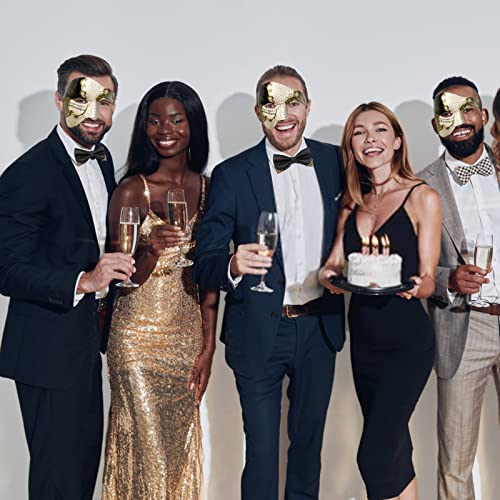 IncreDecor Masquerade Mask for Men Phantom of The Opera Half Face Mask with Bowtie, Venetian Masks for Halloween Party