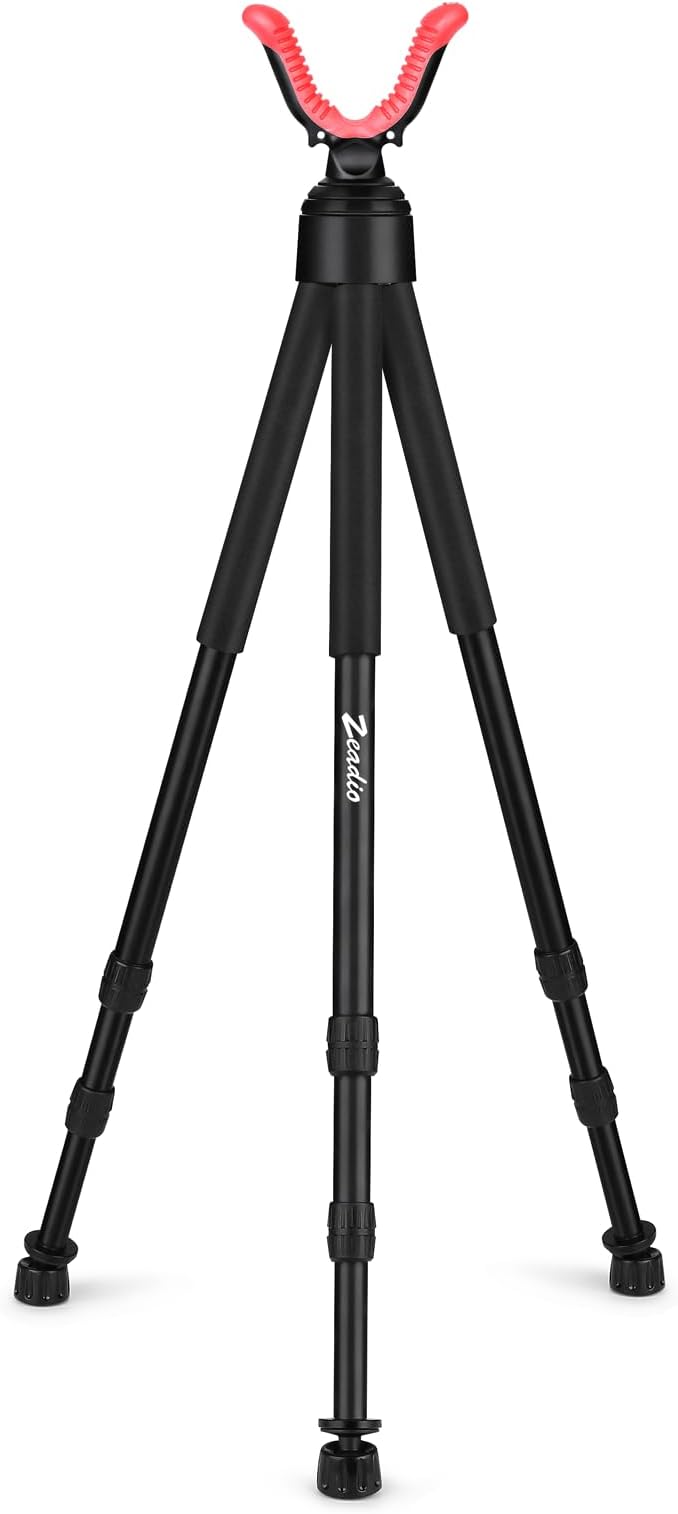 Zeadio Tripod Rest with High Density Foam Grip, Twist-Style Locking Leg, and Non-Marring V-Yoke Rest Head for Outdoor Activities,81-165cm