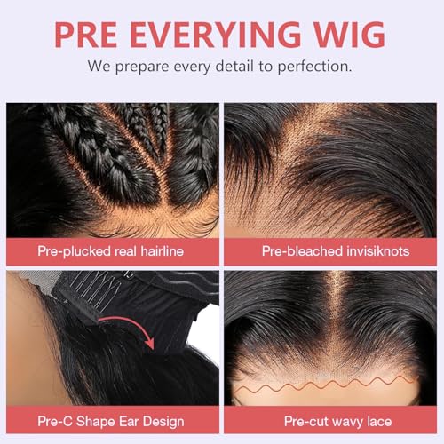 9x6 Glueless Wigs, Pre Plucked & Pre Cut, 180% Density HD Lace Closure, Straight Lace Front, 20" Inch Ready to Wear Wigs