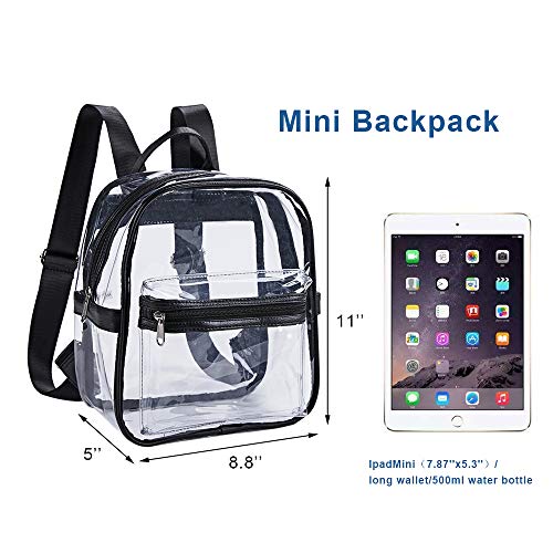 Mini Clear Backpack,Stadium Approved Clear Bag with Front Accessory Pocket, Heavy Duty See Through Backpack for Festivals,...