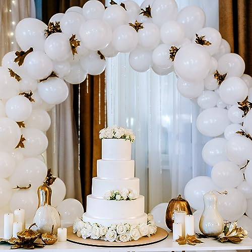 RUBFAC 5 Inch 120pcs White Latex Party Balloons, Thicker White Balloons for Birthday Wedding Baby Shower Graduation Annive...