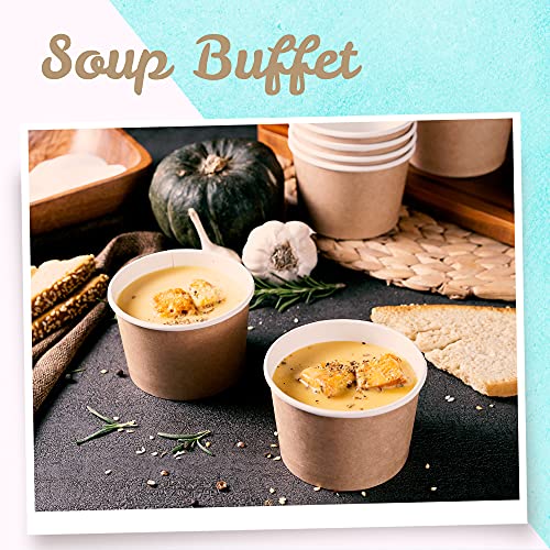 MATICAN Paper Ice Cream Cups - 50-Count 9-Oz Disposable Dessert Bowls for Hot or Cold Food, 9-Ounce Party Supplies Treat C...