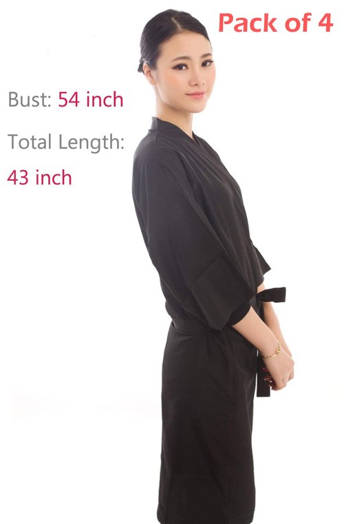 Premium Salon Robe Duo: Lightweight Smock Gown and Pack of 4 Kimono-Style Client Capes for Hair Salon
