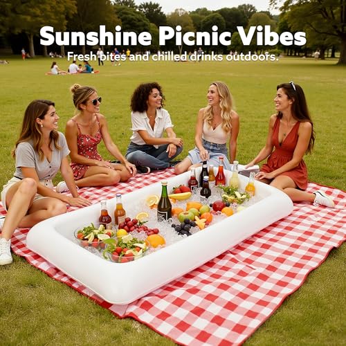 JOYIN 3-Pack Inflatable Serving Bars Cooler - Inflatable Cooler Ice Buffet Salad Serving Trays with Drain Plug, Food Drink...