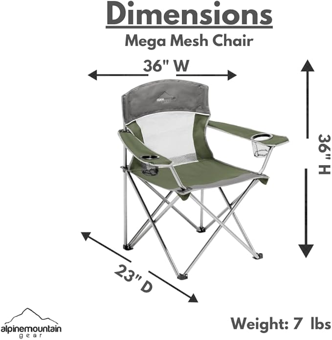 Alpine Mountain Gear Mega Mesh Outdoor Chair for Camping/Hiking/Backpacking by Caddis Sports