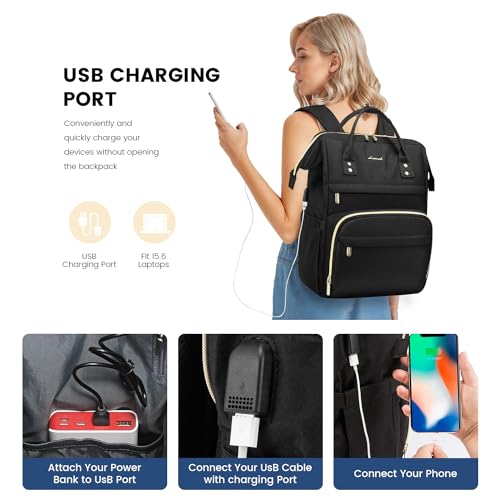 LOVEVOOK Laptop Backpack Women, 15.6 Inch Work Backpack Woman for Teacher Nurse Bags, Computer College Backpack Purse, Wat...