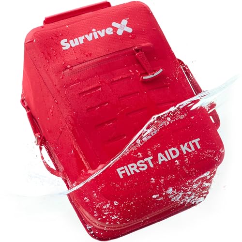 SurviveX Large Waterproof First Aid Kit for Car, Travel & Home - Emergency Kit for Hiking, Camping, Backpacking and Outdoo...