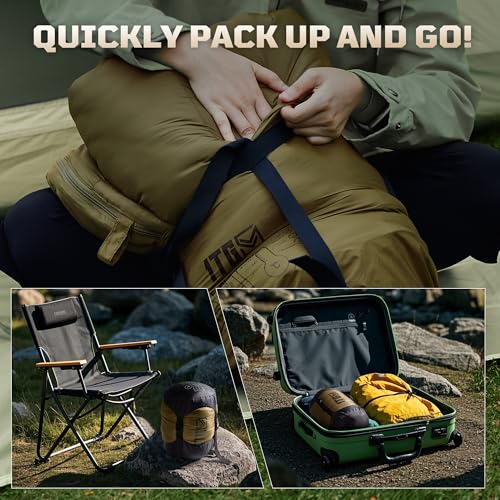 Sleeping Bag for Adults, 25-36℉Cold Weather Mummy Sleeping Bag, Lightweight 3–4 Season Winter Sleeping Bag with Adjustable...