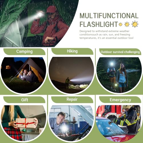 Serjur Rechargeable Solar Powered Flashlight,Multi Function LED Tactical Flashlight with Glass Breaker,Seatbelt Cutter,Ala...