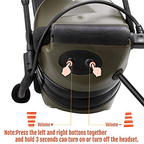 Retevis EHK007 Tactical Headset,Hunting & Shooting Earmuffs with Mic, Sound Amplification, Noise Reduction Walkie Talkie H...