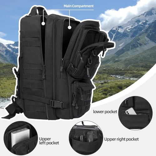 ANILD Tactical Backpack, 50L Army 4 Days Assault Pack Bag, Military Molle Backpack, Heavy Duty Rucksack Water Resistant