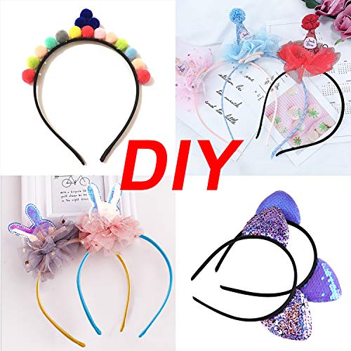 Duufin 30 Pieces Satin Headbands for Girls DIY Craft Headband 1cm Plain Girls Headband Colorful Satin Coverd Headbands, 30...