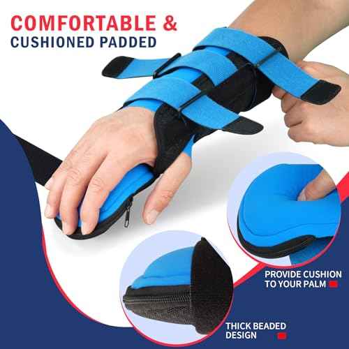 FEATOL Resting Hand Splint Stroke Night Immobilizer with Removable Splints- Pain Relief For Carpel Tunnel, Stroke Recovery, Arthritis, Tendinitis-Functional Support Wrist Finger Brace-Right Medium-For Men and Women