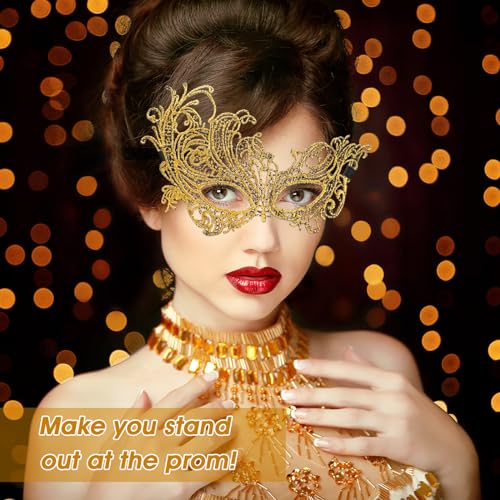 Qianyu 6 Pcs Masquerade Mask for Women Venetian Mysterious Disguise Lace Eye Mask Classic Style Fun Lace Mask Suitable for...