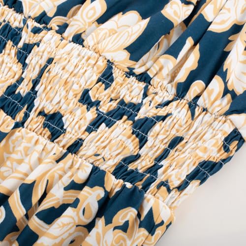 GRACE KARIN Summer Dresses for Women 2026 Vacation, Smocked Floral Maxi Dresses, Boho Beach Long Sundresses with Pockets