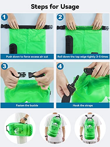 HEETA Dry Bag Waterproof for Women Men, 5L/10L/20L/30L/40L Roll Top Lightweight Dry Storage Bag Backpack with Phone Case f...