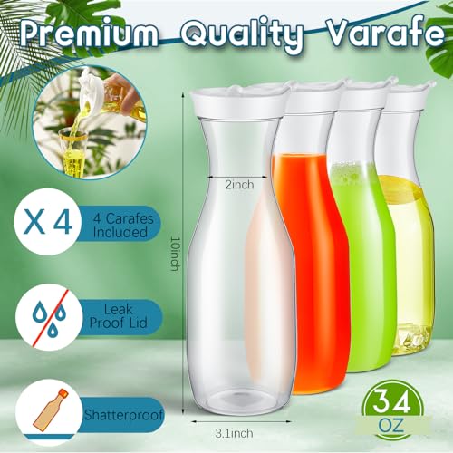 Mumufy 82 Pcs Mimosa Bar Supplies 34 oz Plastic Water Carafe with Lids Plastic Champagne Flutes Pitchers for Drinks with S...